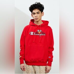 Champion Reverse Weave Red Hoodie with Elmo Graphic Sesame Street size small